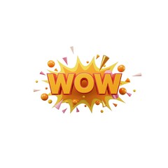 Naklejka premium Wow text with explosion effect isolated on white background