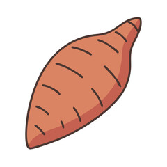 Isolated sweet potato yam vegetable root crop healthy food ingredient nutrition diet tuber illustration