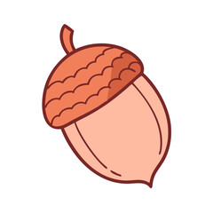Illustration of an acorn, autumn acorn, fall acorn, nature acorn, seasonal acorn, simple acorn art