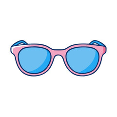 Illustration of pink sunglasses, eyewear, summer accessory, fashion, style, protection, vacation, beach