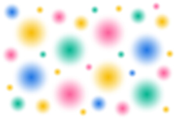Colorful blurry gradient circles on a white background. Playful abstract backdrop - childish, fun, and vibrant kids-themed, games, and creative projects design