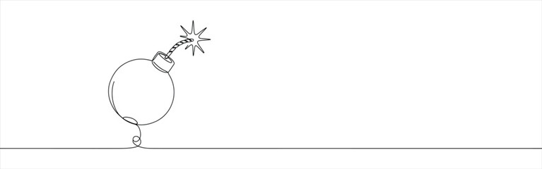 Obraz premium Bomb continuous one line drawing. Destruction symbol.