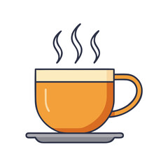 Illustration of a hot drink in a cup with steam coffee tea beverage caffeine break time relax