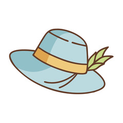 Illustration of a summer hat, sun hat, beach hat, straw hat, floppy hat, fashion accessory, headwear