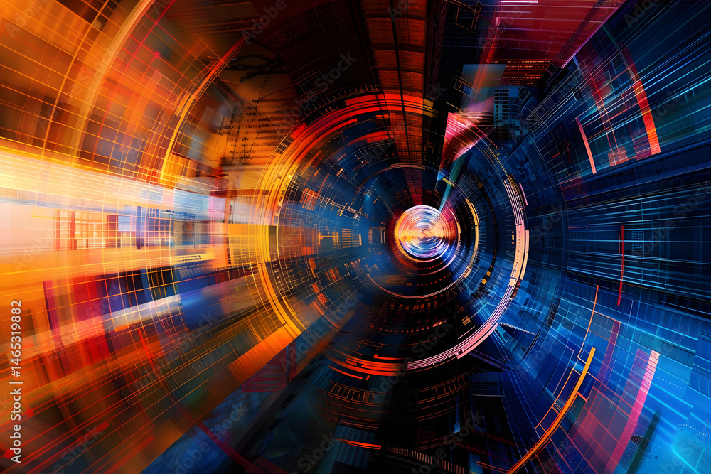 Aufkleber futuristic data tunnel speed concept