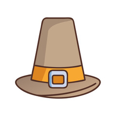 Pilgrim hat thanksgiving holiday autumn fall season harvest celebration traditional headwear icon vector