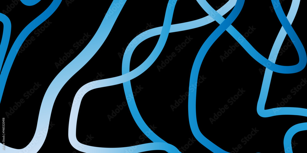 Fototapete abstract gradient color line smooth dynamic shapes geometric pattern on black background, simple abs