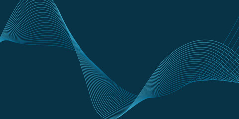 Fototapeta premium Abstract minimalist design with glowing color curved lines wave pattern overlay in modern technology, geometric curve line stripe isolated on flowing dark futuristic color modern background.