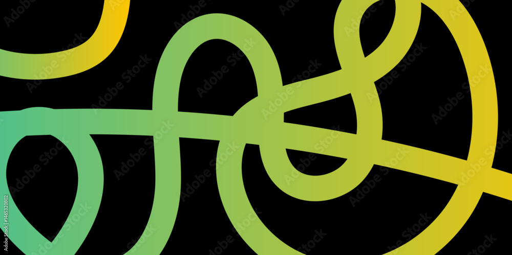 Fototapete abstract gradient color line smooth dynamic shapes geometric pattern on black background, simple abs