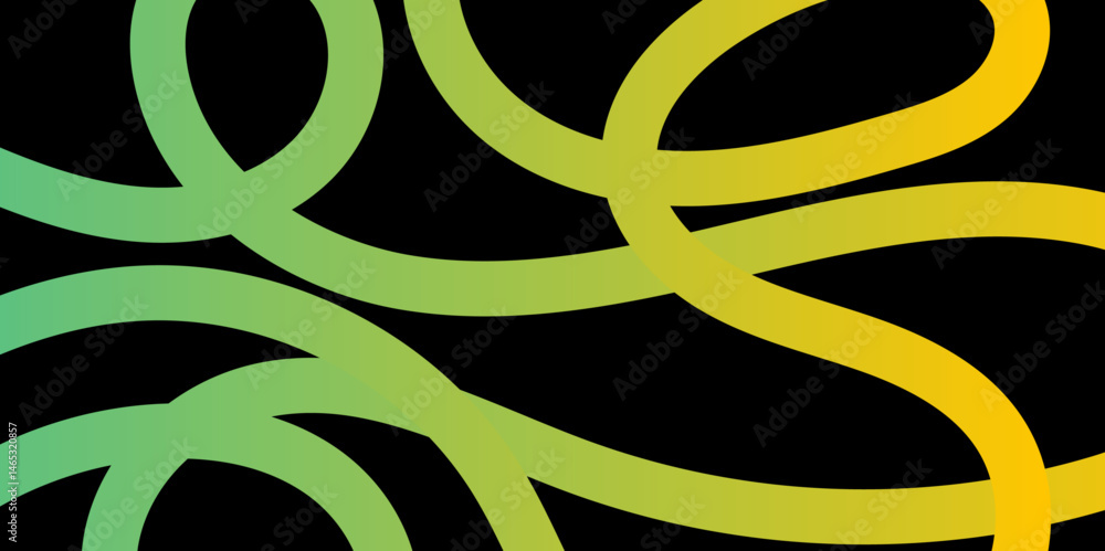 Fototapete abstract gradient color line smooth dynamic shapes geometric pattern on black background, simple abs