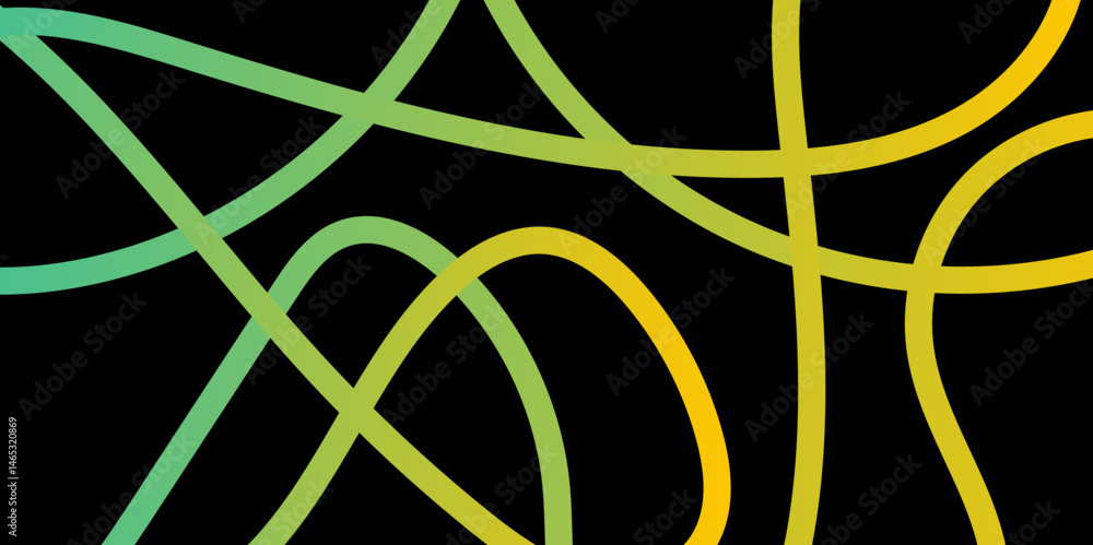 Fototapete abstract gradient color line smooth dynamic shapes geometric pattern on black background, simple abs