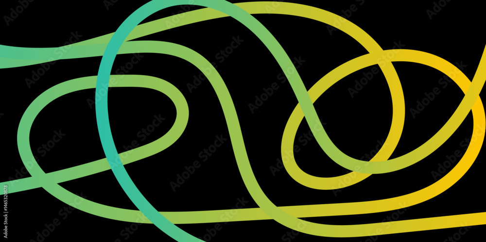 Fototapete abstract gradient color line smooth dynamic shapes geometric pattern on black background, simple abs