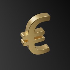 Euro. Euro money sign. 3d illustration. Euro gold coin. Currency. Finance