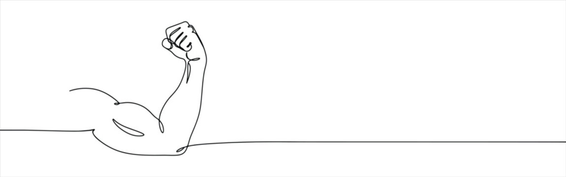 recommend clip art: Bicep muscle continuous one line drawing. Strong bodybuilder arm.