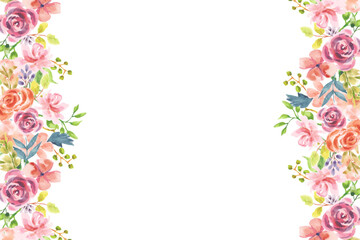Watercolor flowers background vector for design.