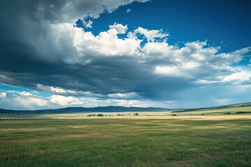 Landscape with Green Field and Storm Clouds