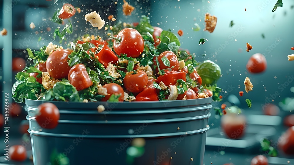 Poster a nutritious and visually appealing salad composed of various fresh vegetables including tomatoes le