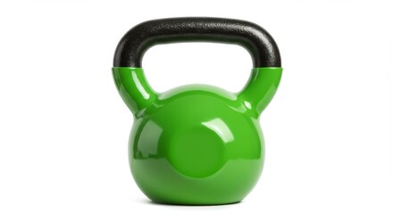 Green Kettlebell Fitness Equipment - Strength, fitness, exercise, health, wellness. A green kettlebell symbolizes a healthy lifestyle, physical fitness, and strength training