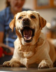 Labrador at the Vet Receiving Care. Generate by Ai
