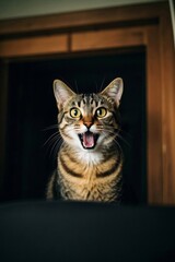 there is a cat that is looking at the camera