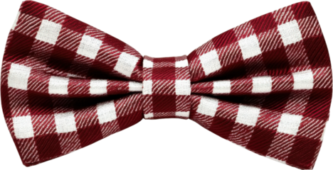 Elegant Burgundy and White Plaid Bow Tie