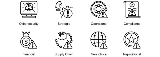 Organizational Risk banner web icon vector illustration of Cybersecurity, Strategic, Operational, Compliance, Financial, Supply Chain, Geopolitical, Reputational