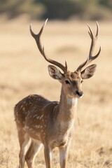 there is a deer that is standing in the grass with antlers