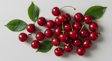 Fruit compositions with leaves isolated on transparent background