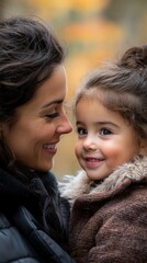 Obraz premium Mother and daughter close-up, warm embrace