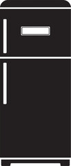 Modern Refrigerator Silhouette Vector | Kitchen Black Vector Art Illustration for Appliance Design