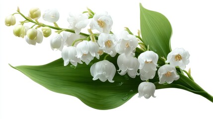 Fototapeta premium Elegant floral representation of Lily of the Valley blossoms, super-clean transparent