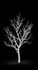 White Winter Tree: 3D Render, Stark Beauty