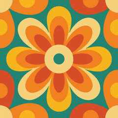 Abstract floral pattern with colorful flowers and leaves in a seamless vector design, perfect for nature-inspired decoration and spring themes