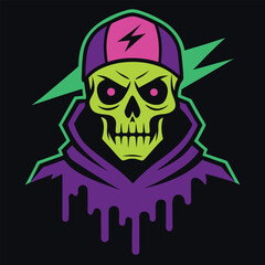 A spooky Halloween illustration features a vector skull and crossbones, a dead symbol of danger