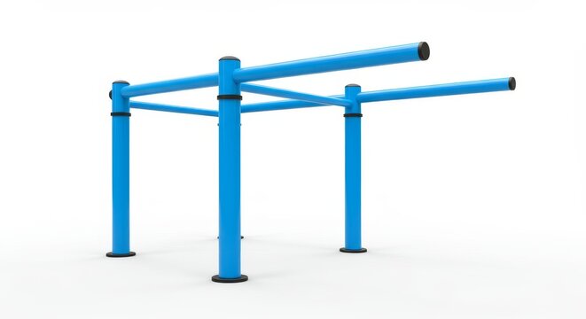Outdoor Fitness Parallel Bars - Sturdy blue parallel bars ideal for outdoor fitness, calisthenics, and strength training exercises. Durable construction for public