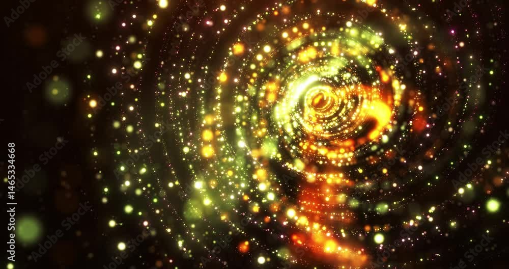 Poster abstract colorful animation of magical particles of light and dust twisted into a swirl of spinning 
