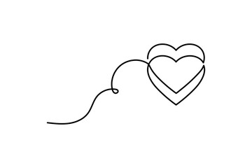 Heart shape minimalist one line art vector illustration