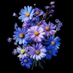 Vibrant bouquet of purple and blue flowers