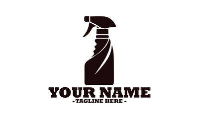 Spray bottle vector icon, clean spray bottle logo art and cleaning spray illustration logo vector design