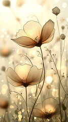 Delicate, luminous flowers in soft pastel tones