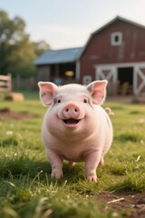 Fototapeta premium there is a pig that is standing in the grass