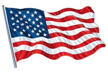 Fototapeta premium Waving american flag on white