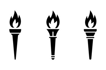 Torch flame olympic symbol vector black silhouette