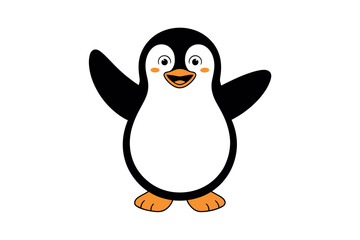 Cartoon penguin waving cute animal vector drawing