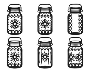 aesthetic craft Jar Vector Pack Bundle, Decorative Glass Jar vector Illustration
