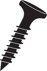 Flat Head Screw in Silhouette Vector | Bold Black Vector Art Illustration for Construction Themes