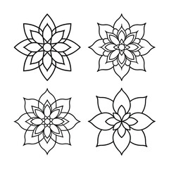 set of lotus shaped mandala design