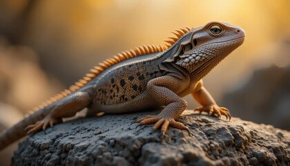 Fototapeta premium Majestic Australian Water Dragon at Golden Hour