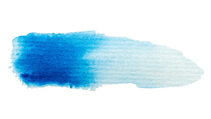 Vibrant blue watercolor brushstroke on transparent or white background.