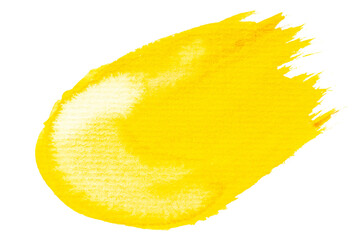 Bright yellow brush stroke on transparent background.